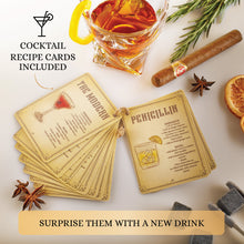 Load image into Gallery viewer, Whiskey Stones Gift Set by Royal Reserve | Artisan Crafted Chilling Rocks Scotch Bourbon Glasses and Slate Table Coasters – Gift for Guy Men Dad Boyfriend Anniversary or Retirement