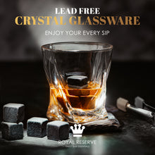 Load image into Gallery viewer, Whiskey Stones Gift Set by Royal Reserve | Artisan Crafted Chilling Rocks Scotch Bourbon Glasses and Slate Table Coasters – Gift for Guy Men Dad Boyfriend Anniversary or Retirement