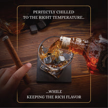 Load image into Gallery viewer, Whiskey Stones Gift Set by Royal Reserve | Artisan Crafted Reusable Refreezable Chilling Cooler Rocks for Scotch Bourbon – Modern Stocking Stuffer for Guy Men Dad Boyfriend Anniversary or Retirement