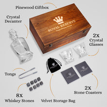 Load image into Gallery viewer, Whiskey Decanter Gift Set by Royal Reserve | Artisan Crafted Twist Liquor Dispenser Chilling Rocks Stones Scotch Bourbon Holder – Gift for Housewarming Men Dad Boyfriend Anniversary